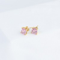 Zircon,Handmade Polished  Square  PVD Vacuum plating gold  WT:2.5g  E:8mm  316 Stainless Steel Earrings  GEE000150bbov-066