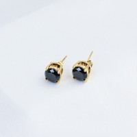 Zircon,Handmade Polished  Nearly Round  PVD Vacuum plating gold  WT:2.4g  E:10mm  316 Stainless Steel Earrings  GEE000153bbov-066