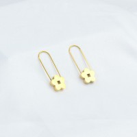 Handmade Polished  Flower  PVD Vacuum plating gold  WT:3.9g  E:12mm  304 Stainless Steel Earrings  GEE000156bhva-066