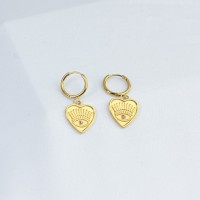 Czech Stones,Handmade Polished  Heart  PVD Vacuum plating gold  WT:4.5g  E:14mm  304 Stainless Steel Earrings  GEE000168bhia-066