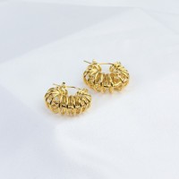 Handmade Polished  Coil Ring  PVD Vacuum plating gold  WT:8.5g  E:23mm  304 Stainless Steel Earrings  GEE000174bhia-066