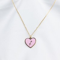Enamel,Handmade Polished  Heart  PVD Vacuum plating gold  WT:4g  P:18mm N:400x1.5mm  304 Stainless Steel Necklace  GEN000215vbpb-066