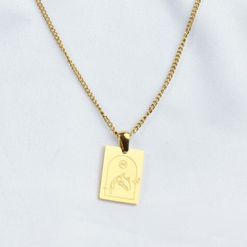 Handmade Polished  Rectangle & Water Bottle  PVD Vacuum plating gold  WT:6.5g  P:19x14mm N:450x2mm  304 Stainless Steel Necklace  GEN000225bhva-066