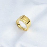 Czech Stones,Handmade Polished  Rectangle  PVD Vacuum plating gold  WT:6.8g  R:11mm  316 Stainless Steel Ring  GER000236vhha-066
