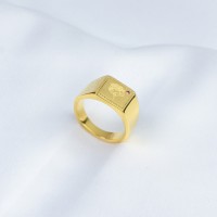 Czech Stones,Handmade Polished  Rectangle  PVD Vacuum plating gold  WT:6.8g  R:11mm  316 Stainless Steel Ring  GER000239vhha-066