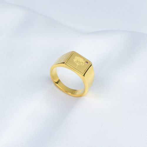 Czech Stones,Handmade Polished  Rectangle  PVD Vacuum plating gold  WT:6.8g  R:11mm  316 Stainless Steel Ring  GER000239vhha-066