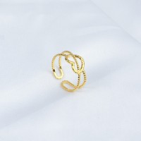 Handmade Polished  Hollow Heart  PVD Vacuum plating gold  WT:1g  R:9mm  304 Stainless Steel Ring  GER000243vbnb-066