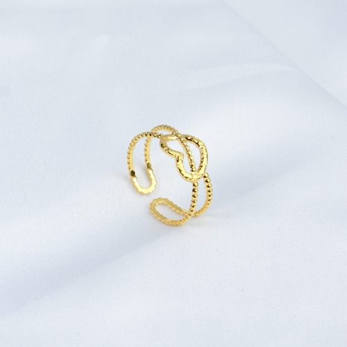 Handmade Polished  Hollow Heart  PVD Vacuum plating gold  WT:1g  R:9mm  304 Stainless Steel Ring  GER000243vbnb-066