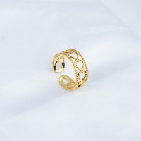 Handmade Polished  Heart  PVD Vacuum plating gold  WT:1.6g  R:8mm  304 Stainless Steel Ring  GER000245vbnb-066