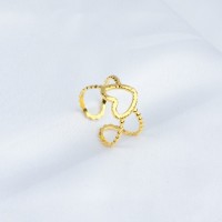 Handmade Polished  Heart  PVD Vacuum plating gold  WT:1.3g  R:11mm  304 Stainless Steel Ring  GER000247vbnb-066