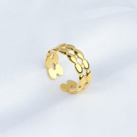 Handmade Polished  Oval  PVD Vacuum plating gold  WT:2.2g  R:7mm  304 Stainless Steel Ring  GER000248vbnb-066