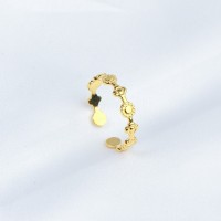 Handmade Polished  Flower  PVD Vacuum plating gold  WT:1g  R:4mm  304 Stainless Steel Ring  GER000250vbnb-066