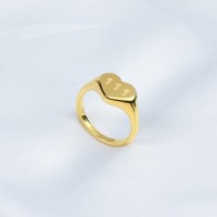Handmade Polished  Heart  PVD Vacuum plating gold  WT:3.6g  R:10mm  316 Stainless Steel Ring  GER000256vhha-066