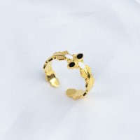 Enamel,Handmade Polished  Butterfly  PVD Vacuum plating gold  WT:2.2g  R:10mm  304 Stainless Steel Ring  GER000266bbov-066