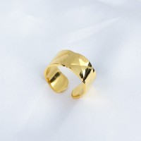 Handmade Polished  Square Cross  PVD Vacuum plating gold  WT:4.4g  R:10mm  304 Stainless Steel Ring  GER000279bbov-066