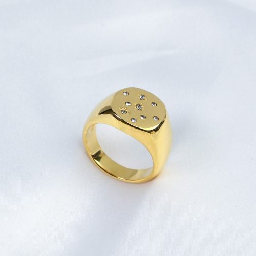 Czech Stones,Handmade Polished  Oval  PVD Vacuum plating gold  WT:5.5g  R:13mm  316 Stainless Steel Ring  GER000280vhha-066