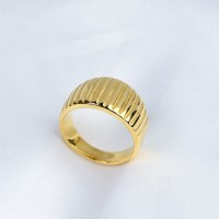 Handmade Polished  Engraved Rectangle  PVD Vacuum plating gold  WT:7g  R:12mm  316 Stainless Steel Ring  GER000282bhva-066