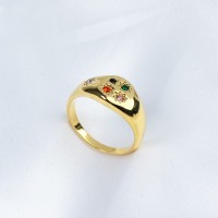 Czech Stones,Handmade Polished  Oval  PVD Vacuum plating gold  WT:4.4g  R:10mm  316 Stainless Steel Ring  GER000283bhia-066