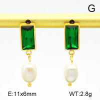 Stainless Steel Earrings  Cultured Freshwater Pearls & Zircon,Handmade Polished  7E4000097vhha-066