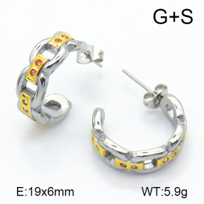 Czech Stones,Handmade Polished  Half Hoop  Stainless Steel Earrings  7E4000112ahjb-066