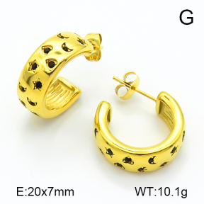 Czech Stones,Handmade Polished  Half Hoop  Stainless Steel Earrings  7E4000115bhia-066