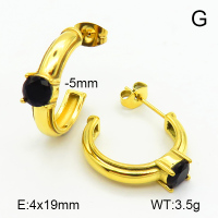Stainless Steel Earrings  Zircon,Handmade Polished  7E4000128vhha-066