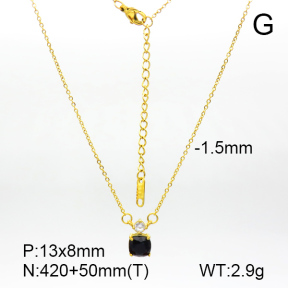 Zircon,Handmade Polished  Rectangle  Stainless Steel Necklace  7N4000195bhia-066