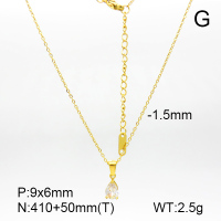 Stainless Steel Necklace  Zircon,Handmade Polished  7N4000203vbpb-066