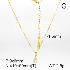Zircon,Handmade Polished  Water Droplets  Stainless Steel Necklace  7N4000203vbpb-066