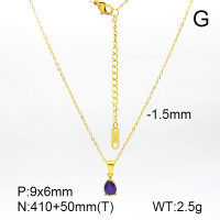 Stainless Steel Necklace  Zircon,Handmade Polished  7N4000205vbpb-066