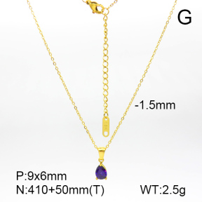 Zircon,Handmade Polished  Water Droplets  Stainless Steel Necklace  7N4000205vbpb-066