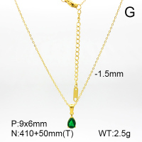 Zircon,Handmade Polished  Water Droplets  Stainless Steel Necklace  7N4000206vbpb-066