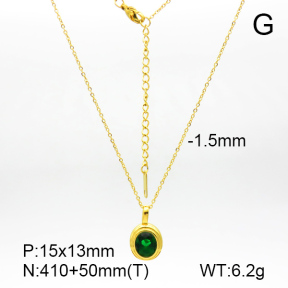 Zircon,Handmade Polished  Oval  Stainless Steel Necklace  7N4000208bhva-066