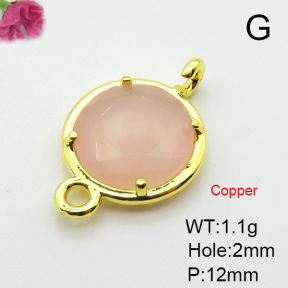 Rose Quartz  Fashion Copper Links Connectors  XFL02077baka-G030