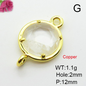White Crystal  Fashion Copper Links Connectors  XFL02080baka-G030