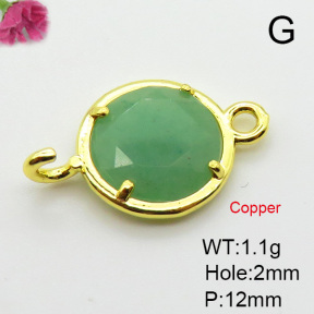 Green Aventurine  Fashion Copper Links Connectors  XFL02085baka-G030