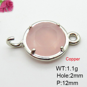 Rose Quartz  Fashion Copper Links Connectors  XFL02091baka-G030