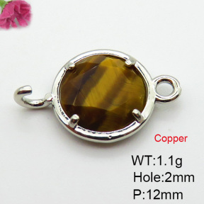 Tiger Eye  Fashion Copper Links Connectors  XFL02093baka-G030