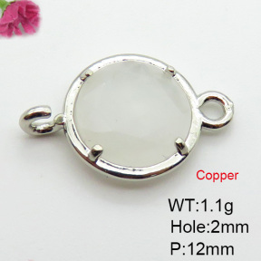 White Crystal  Fashion Copper Links Connectors  XFL02097baka-G030