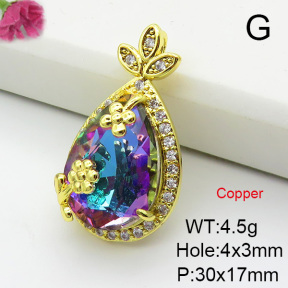 Imitation Crystal Glass & Zirconia  Fashion Copper Pendant  XFPC03410vbmb-G030