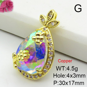 Imitation Crystal Glass & Zirconia  Fashion Copper Pendant  XFPC03411vbmb-G030