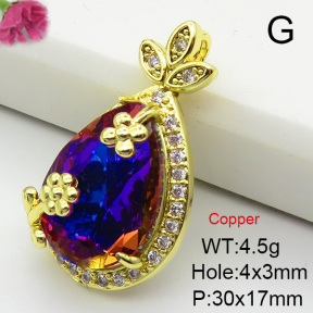 Imitation Crystal Glass & Zirconia  Fashion Copper Pendant  XFPC03414vbmb-G030