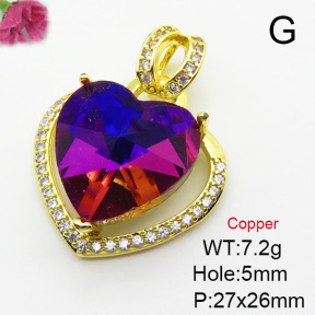 Imitation Crystal Glass & Zirconia  Fashion Copper Pendant  XFPC03418vbmb-G030