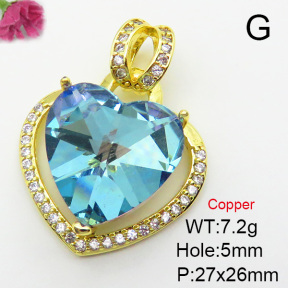 Imitation Crystal Glass & Zirconia  Fashion Copper Pendant  XFPC03419vbmb-G030