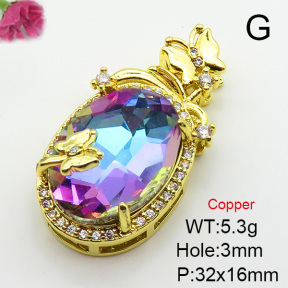 Imitation Crystal Glass & Zirconia  Fashion Copper Pendant  XFPC03433vbmb-G030