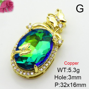Imitation Crystal Glass & Zirconia  Fashion Copper Pendant  XFPC03435vbmb-G030