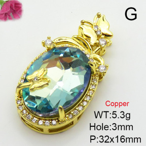 Imitation Crystal Glass & Zirconia  Fashion Copper Pendant  XFPC03436vbmb-G030