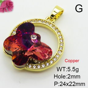 Imitation Crystal Glass & Zirconia  Fashion Copper Pendant  XFPC03484vbmb-G030