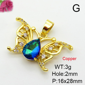 Imitation Crystal Glass & Zirconia  Fashion Copper Pendant  XFPC03491vbmb-G030