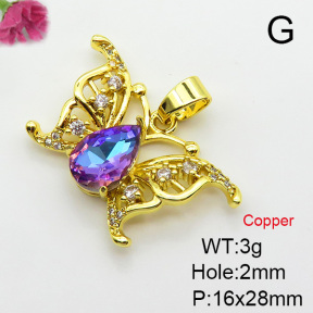 Imitation Crystal Glass & Zirconia  Fashion Copper Pendant  XFPC03493vbmb-G030